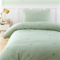 Catherine Lansfield Embroidered Dinosaur Single Duvet Cover Set Green