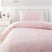 Catherine Lansfield Embroidered Unicorn Single Duvet Cover Set Pink