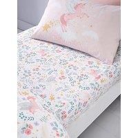 Catherine Lansfield Fairytale Unicorn Double Fitted Sheet White