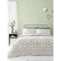 Catherine Lansfield Cameo Floral Reverse Duvet Cover Bed Set Or Bedspread Green