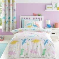 Catherine Lansfield Dinosaur Friends Reversible Single Duvet Cover Set with Pillowcase Natural