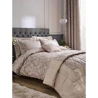 Catherine Lansfield Damask Jacquard Duvet Cover Set Gold Super King Duvet Cover + 2 Standard Pillowcases