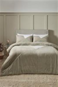 Catherine Lansfield Cosy Larsson Geo Fleece Warm Sherpa Duvet Cover Set Natural