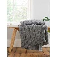 Bianca Cable Knit Throw 150 X 200Cm- Grey