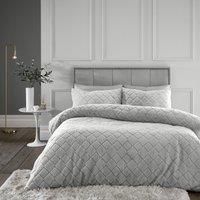 Catherine Lansfield Winter Cosy Diamond Faux Fur Bedroom Collection Silver