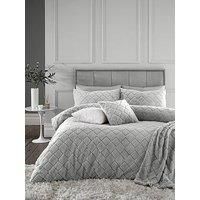 Catherine Lansfield Cosy Diamond Duvet Cover Set - Silver