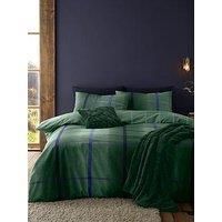 Catherine Lansfield Brushed Melrose Tweed Duvet Set- Green - Single