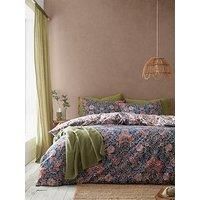 Pineapple Elephant Keera Floral Reversible Double Duvet Cover Set with Pillowcases Navy Blue