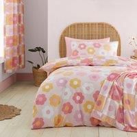 Catherine Lansfield Retro Daisy Reversible Single Duvet Cover Set with Pillowcase Pink