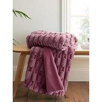 Bianca Carved Faux Fur Throw- Pink