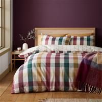 Catherine Lansfield Autumn Check Duvet Set- Single - Plum