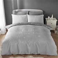 Catherine Lansfield A Lot Like Christmas Reversible Double Duvet Cover Set with Pillowcases Grey