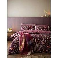 Catherine Lansfield Enchanted Twilight Animals Reverse Duvet Cover Bed Set Plum