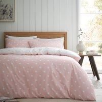 Catherine Lansfield Brushed Polka Dot Reversible Duvet Cover Bedding Range Pink