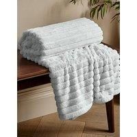 Grey Catherine Lansfield Cosy Ribbed Faux Fur Cushion Throw Home Accessories