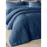 Catherine Lansfield Lennon Stripe Bedspread Throw - Blue