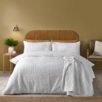 Catherine Lansfield Folkstone Geo Soft Easy Care Duvet Cover Bedding Set White