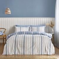 Catherine Lansfield Harbour Stripe Reversible Single Duvet Cover Set with Pillowcase Blue