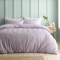 Catherine Lansfield Heatset Wave Duvet Cover Bedding Set Lilac