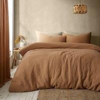 Pineapple Elephant Muscat Waffle Duvet Cover Bedding Set Caramel