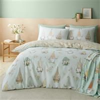 Catherine Lansfield Spring Gonks Reversible Single Duvet Cover Set with Pillowcase Mint Green