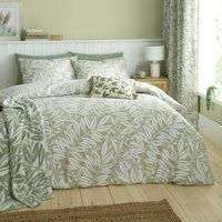 Catherine Lansfield Sorrel Leaf Reversible Single Duvet Cover Set with Pillowcases Green