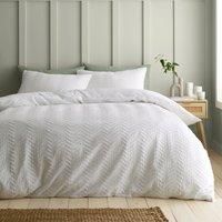 Catherine Lansfield Heatset Wave Duvet Cover Bedding Set White