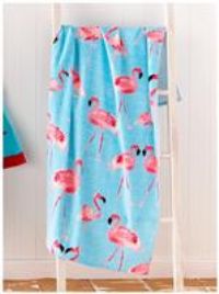 Catherine Lansfield Flamingo Beach Towel Blue