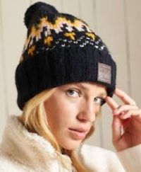 Superdry Intarsia Beanie Womens Headwear Hat - Navy One Size