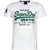 Superdry Mens T-Shirt Vintage Logo Crew Neck Cotton Tee White Green