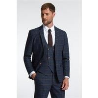 Marc Darcy Tailored Fit Jenson Navy Blue Check Men's Suit Jacket