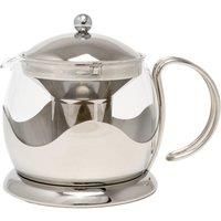 La Cafetière Izmir 1L Glass Loose Leaf Teapot with Infuser, 4 Cup (Silver)