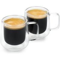 La Cafetière 2pc Siena Double-Walled Espresso Glasses Set, 100ml Insulated Coffee Cups with Handle for Barista Espresso, Stackable and Lightweight