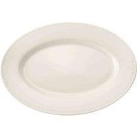 MIKASA Cranborne Oval Serving Platter, Cream Stoneware Oval Serving Platter for Food, 39cm, Large Serve Platter - Microwave & Dishwasher Safe