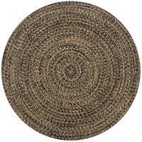 Handmade Rug Jute Black and Natural 120 cm