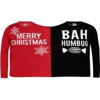 Christmas Shop Twin Christmas Humbug Jumper (One Size) (Red/Black)