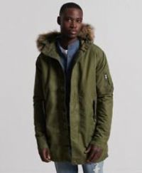 Superdry Man Parka with Faux Fur Trim Service Khaki Washed, Washed Khaki, S