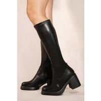 'Lilith' Mid High Block Heel Calf Boots With Side Zip