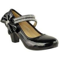 'Adla' Mid High Heel Court Shoes With Double Diamante Strap