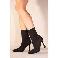 'Nellofer' Knitted High Heel Ankle Sock Boots With Pointed Toe