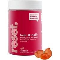 Reset This. Hair & Nails Gummies 60 Vegan Cherry Flavour Chewable Gummy Vitamins, Prevents Hair Loss Promotes Growth Stronger Longer Hair and Nails Natural Flavours Biotin, Zinc, Complex B Prebiotic