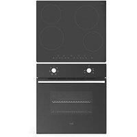 Cooke & Lewis Clopch65 Glass & Stainless Steel Built-In Single Multifunction Oven & Ceramic Hob Pack Black