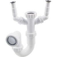 Flomasta P Trap w/ Dual Appliance Inlet White 48mm (191JN)