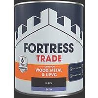 Fortress Trade 750ml Black Satin Emulsion Multi-Surface Paint (290PC)