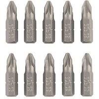 Titan 6.35mm 25mm Hex Shank PZ2 Screwdriver Bits 10 Pack (864PT)