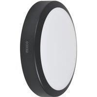 Lexco Pegasi Outdoor Round LED Bulkhead Light With Microwave Sensor Black 17W 1200-1900lm (298RE)