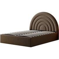 Boucle Crescent Headboard & Ottoman Storage Bed Frame - 2 Sizes!