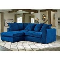 Mirana Modern Plush Velvet Corner Left Hand Sofa Blue