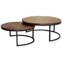 Arabella Mango Wood Large Round Nested Coffee Tables (Set of 2)