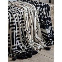 Crossland Grove Merlin Knitted Tassel Throw Black 1300X1700Mm